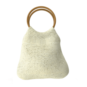 Knitted bag with a wooden handle