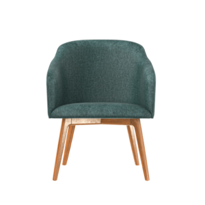 Scandinavian green chair with wooden legs 60x100 cm